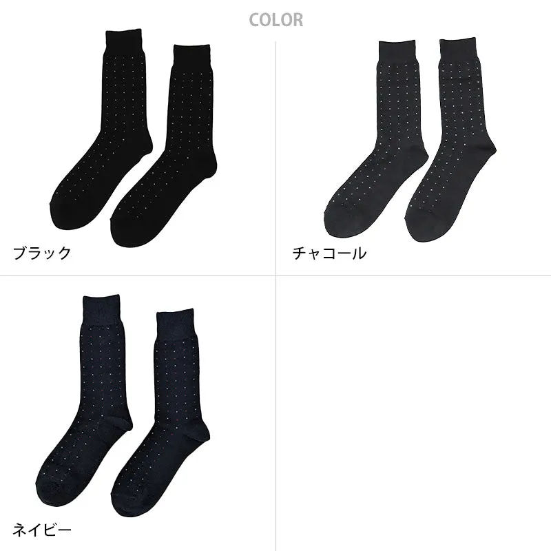 【 お得 】 メンズ 紳士 クルー丈ソックス ドット 消臭 日本製 23-25cm～26-28cm メンズ 男性 紳士 綿混 防臭 ソックス くつ下 くつした クルー丈 国産 (在庫限り)