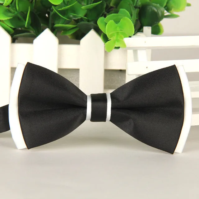 2015 Men's bowtie accesorios patchwor solid color bowknots bowties 12cm * 6cm butterfly bow tie gravatas borboleta lot Wholesale