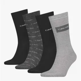 4 Pack All Over Logo Giftbox Mens Socks Black Combo