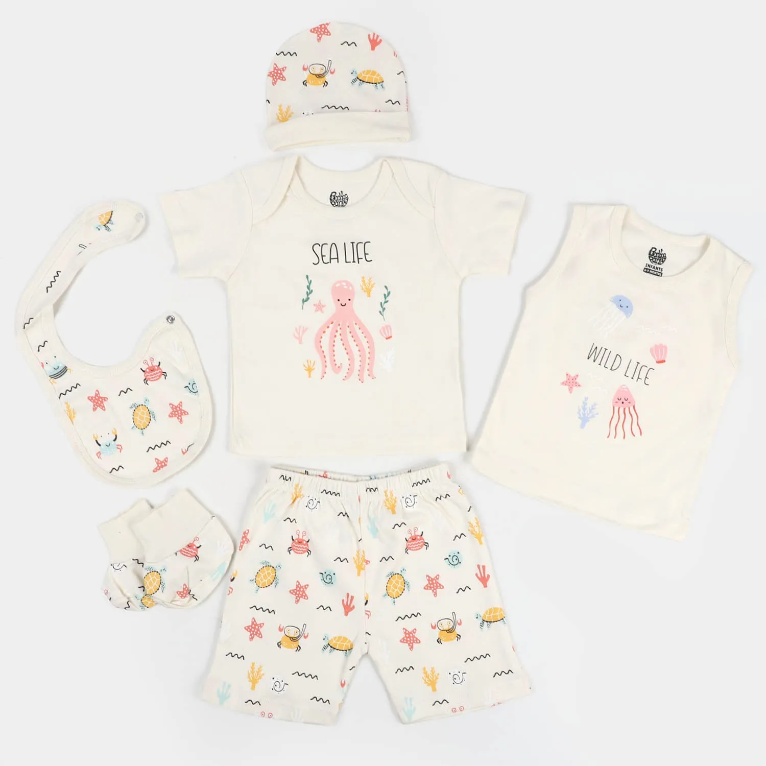 6 Pcs Infant Boys Set Marine - Beige