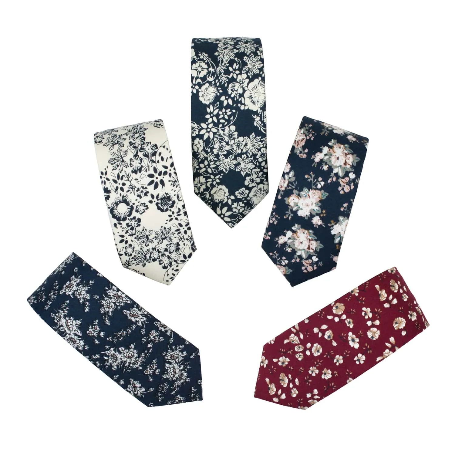 Amherst Floral Cotton Tie, Navy / White / Grey