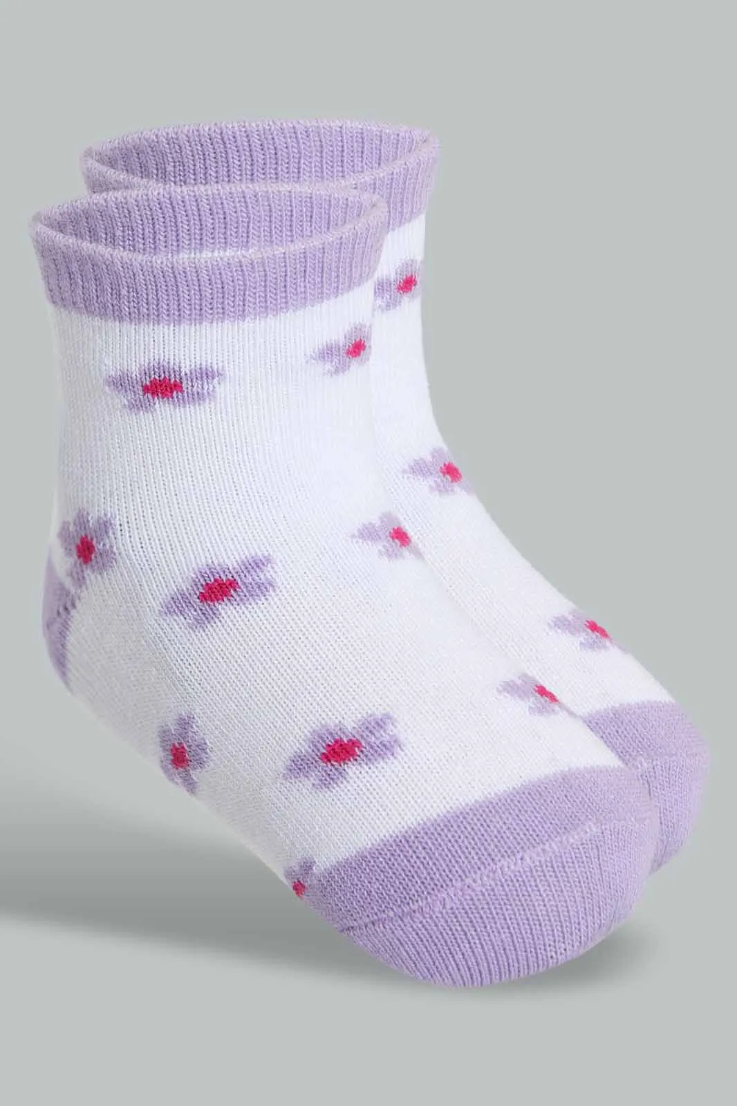 Assorted Floral Ankle Socks For Baby Girls (Pack of 4)