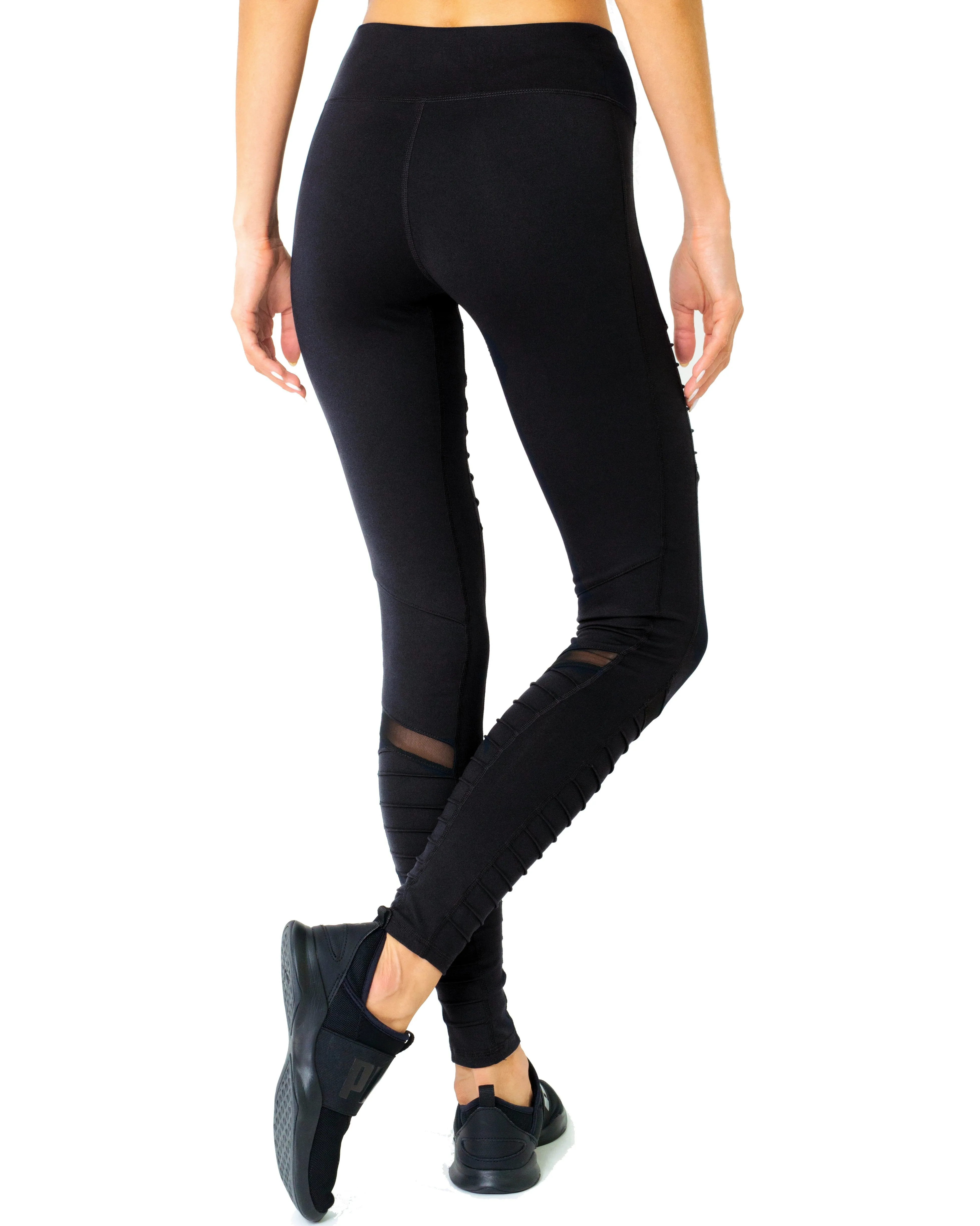 Athletique Low-Waisted Ribbed Leggings With Hidden Pocket and Mesh Panels