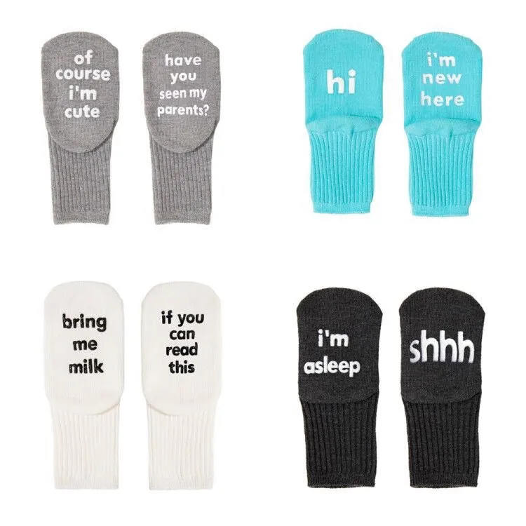 Baby Anti-Slip Funny Quote Socks