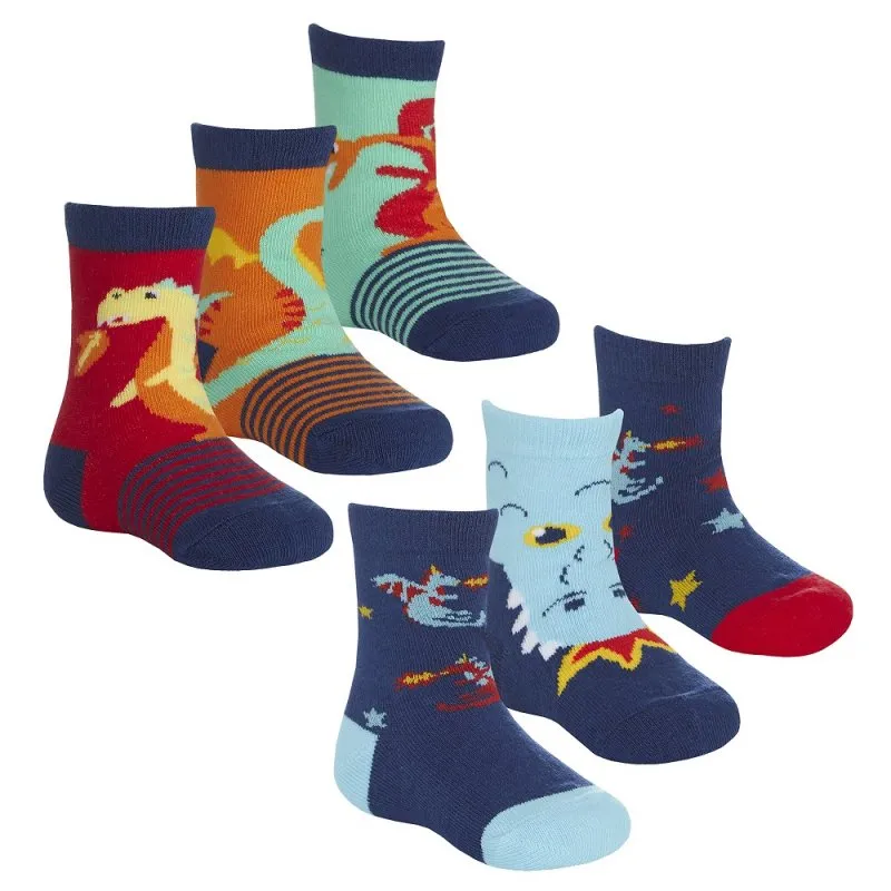 BABY BOYS 3 PACK COTTON RICH DESIGN ANKLE SOCKS (0-0, 0-2.5, 3-5.5) 44B953