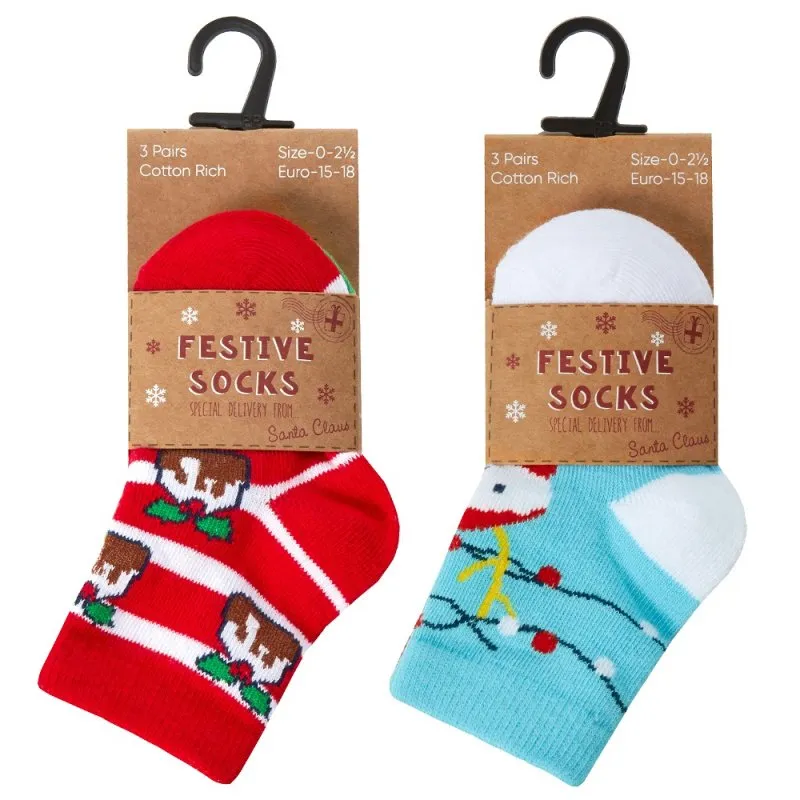 BABY CHRISTMAS 3 PACK DESIGN SOCKS (0-0, 0-2.5, 3-5.5) 44B969