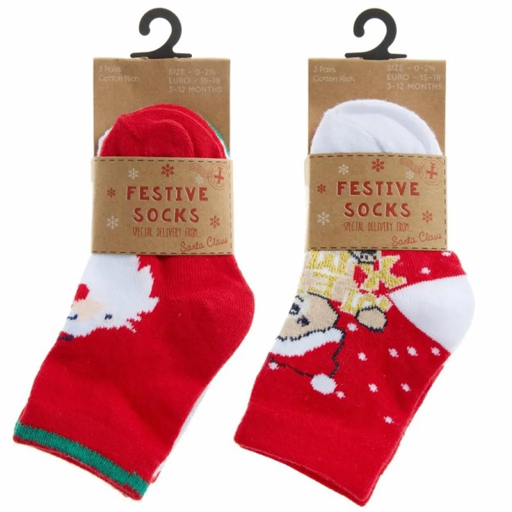 BABY CHRISTMAS 3 PACK DESIGN SOCKS (0-0, 0-2.5, 3-5.5) 44B989