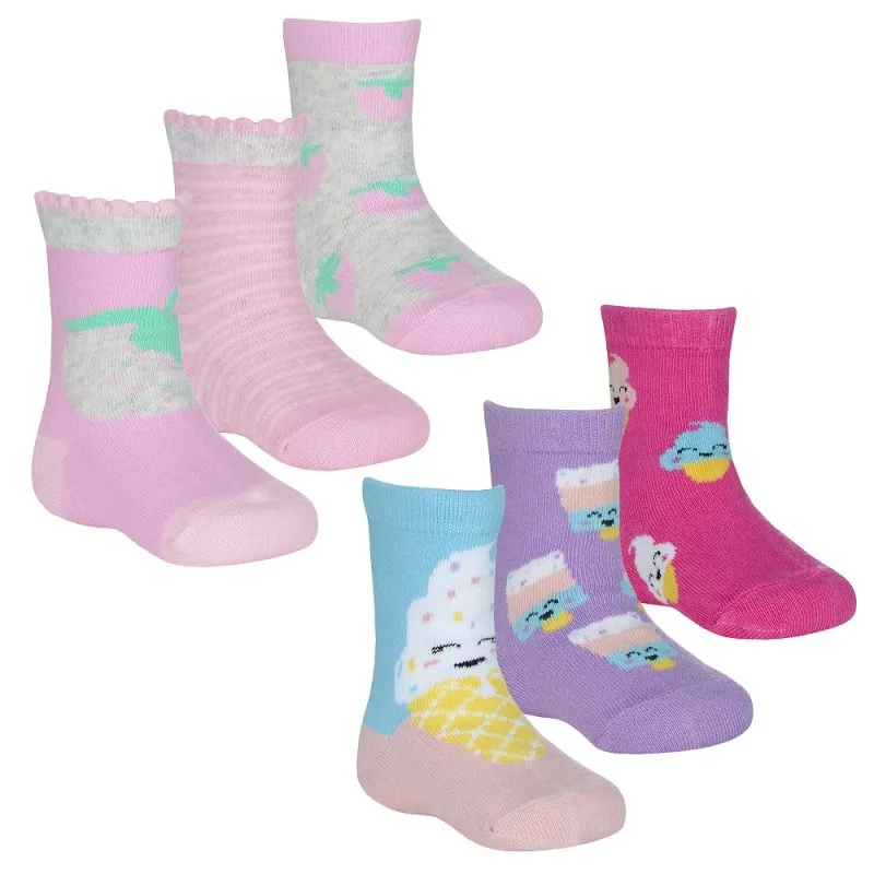 BABY GIRLS 3 PACK COTTON RICH DESIGN ANKLE SOCKS (0-0, 0-2.5, 3-5.5) 44B959