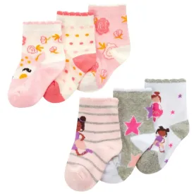 BABY GIRLS 3 PACK COTTON RICH DESIGN ANKLE SOCKS (0-0, 0-2.5, 3-5.5) 44B975