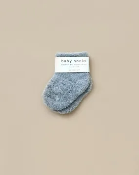 Baby Pile Knit Socks - Blue