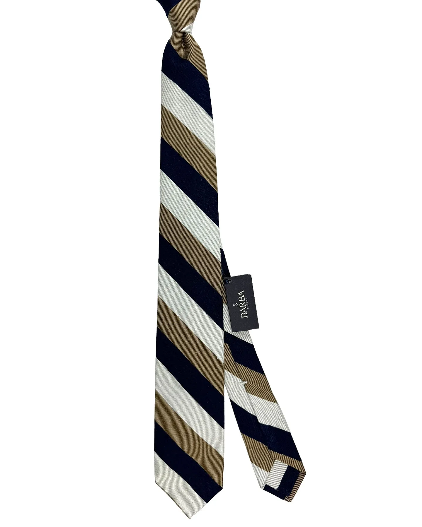 Barba Sevenfold Necktie Dark Blue Taupe Stripes SALE