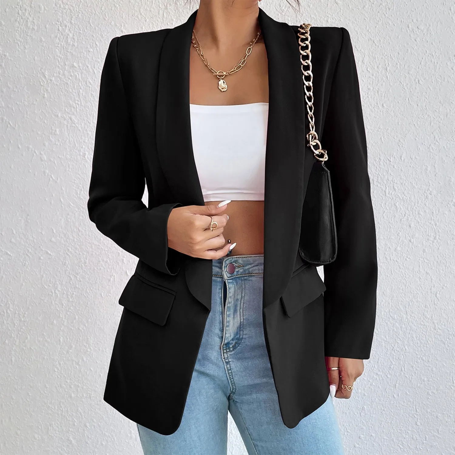 Basic Casual Solid Color Blazer