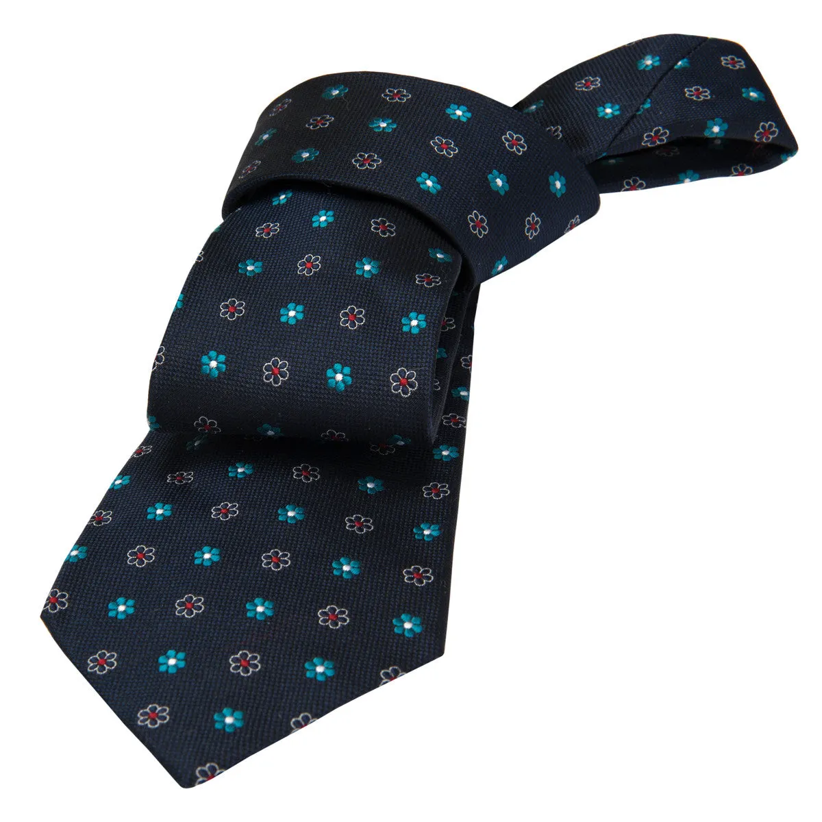 Berkshire Abstract Silk Tie, Navy / Turquoise