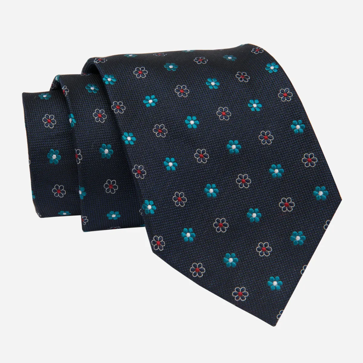 Berkshire Abstract Silk Tie, Navy / Turquoise