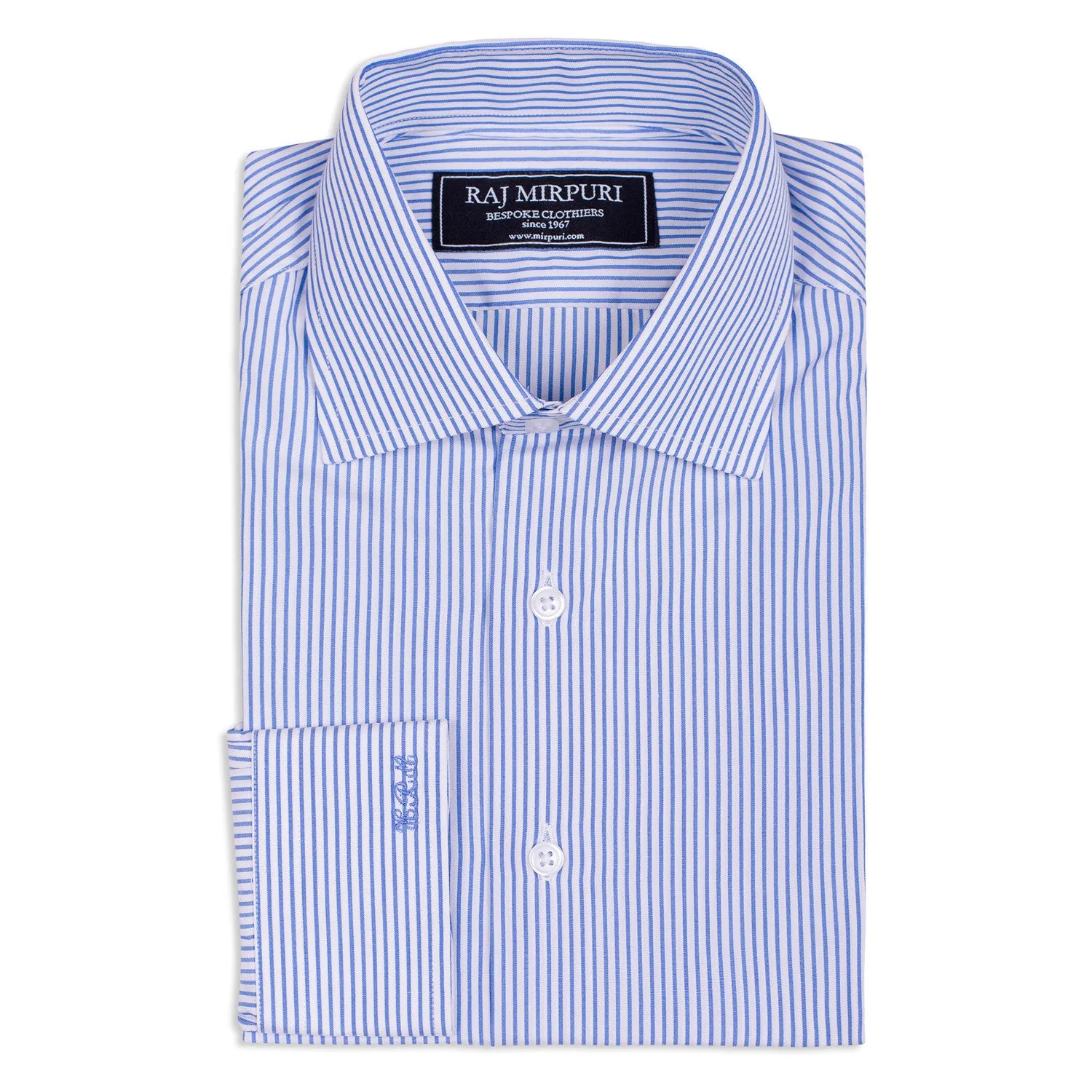 Bespoke - White & Blue Striped Shirt