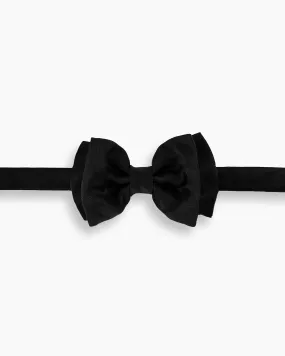 Black Silk Satin Handmade Bow Tie (Un-Tied)