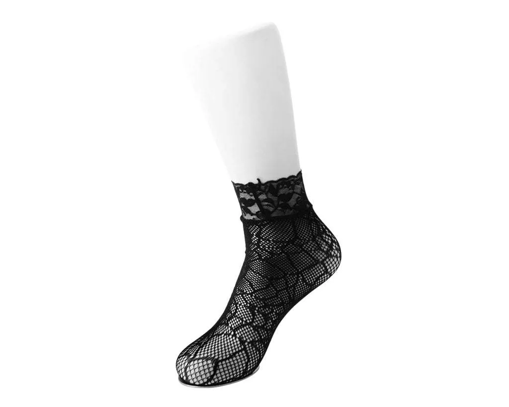 Black Spiderweb Lace Crew Sock