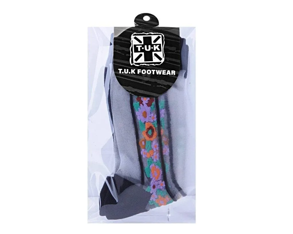 Black Stripe Floral Sheer Sock