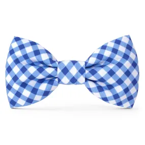 Blue Gingham Dog Bow Tie