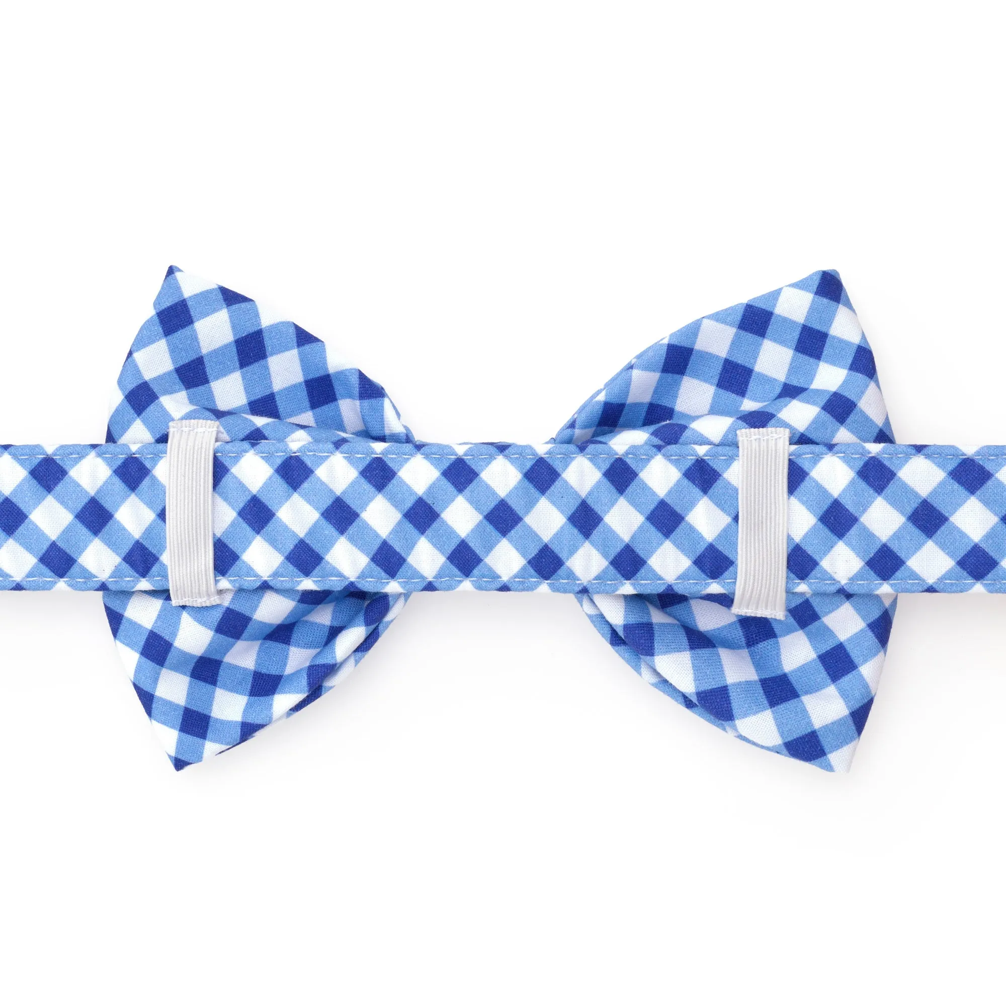 Blue Gingham Dog Bow Tie