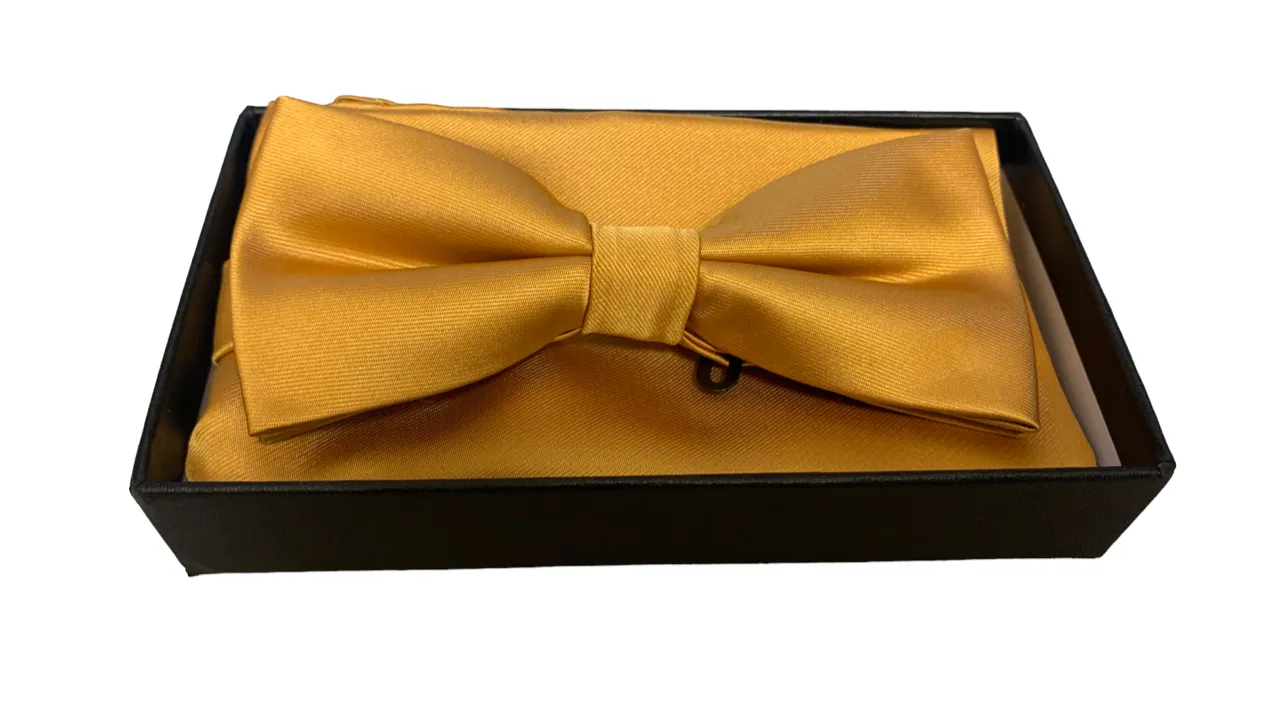 Bow Tie Set (Bow Tie & Pocket Square), Gold