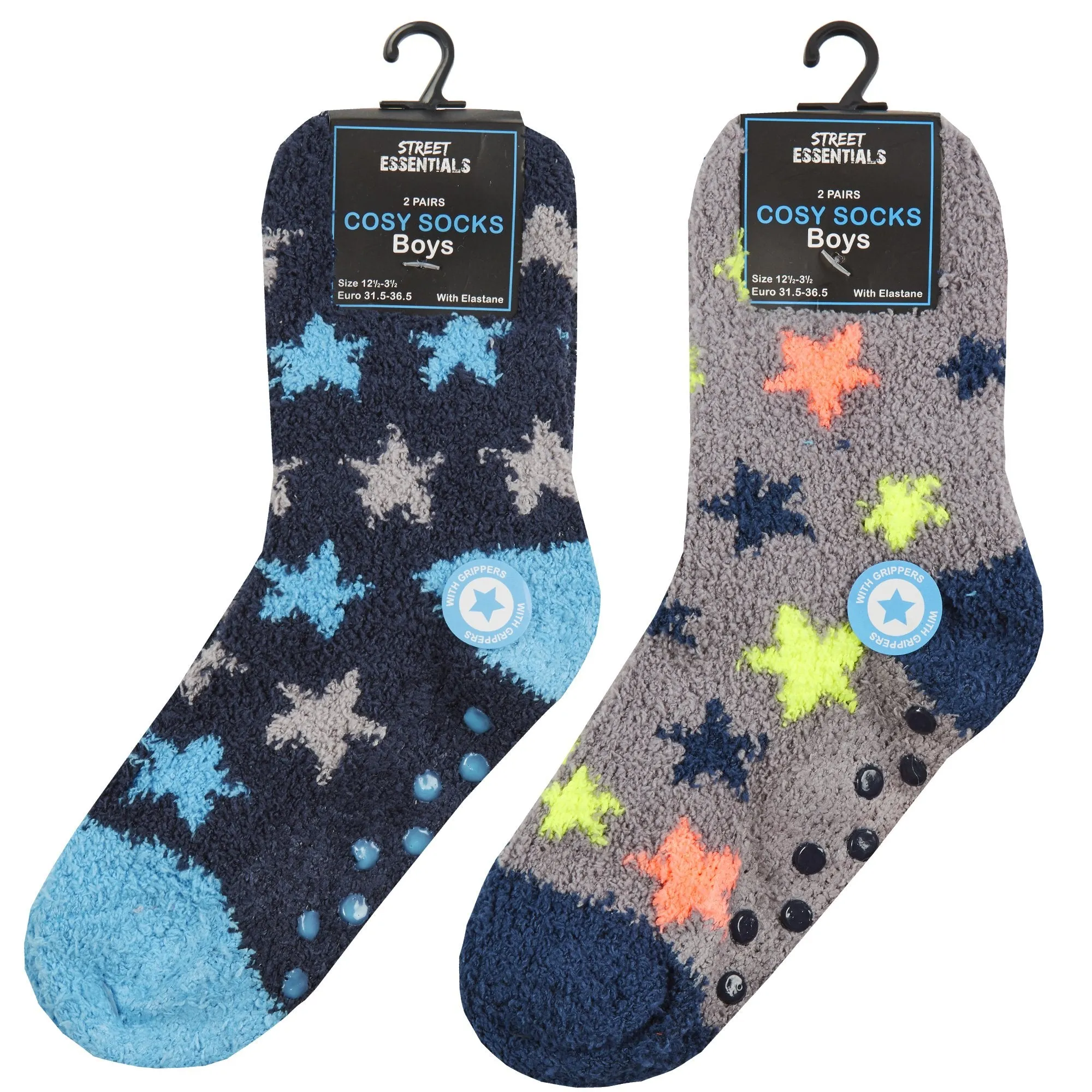 BOYS 2 PACK COSY SOCKS WITH GRIPPERS - 42B666