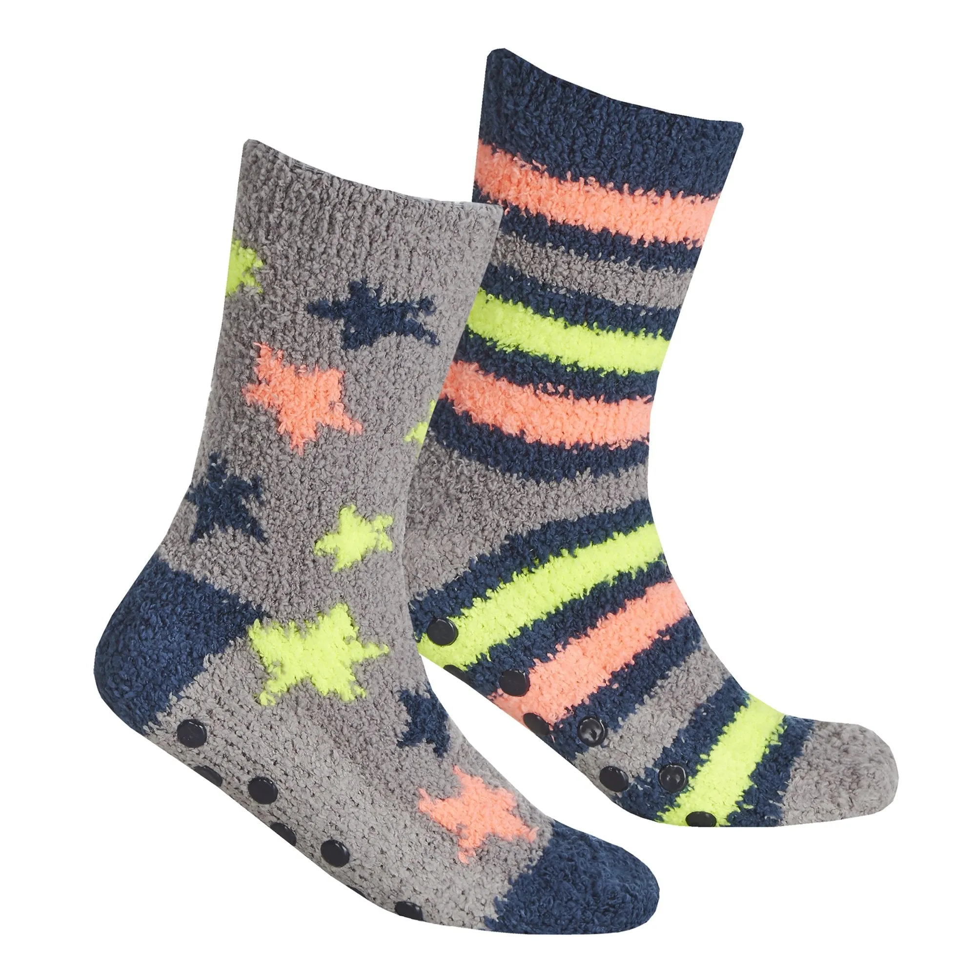 BOYS 2 PACK COSY SOCKS WITH GRIPPERS - 42B666