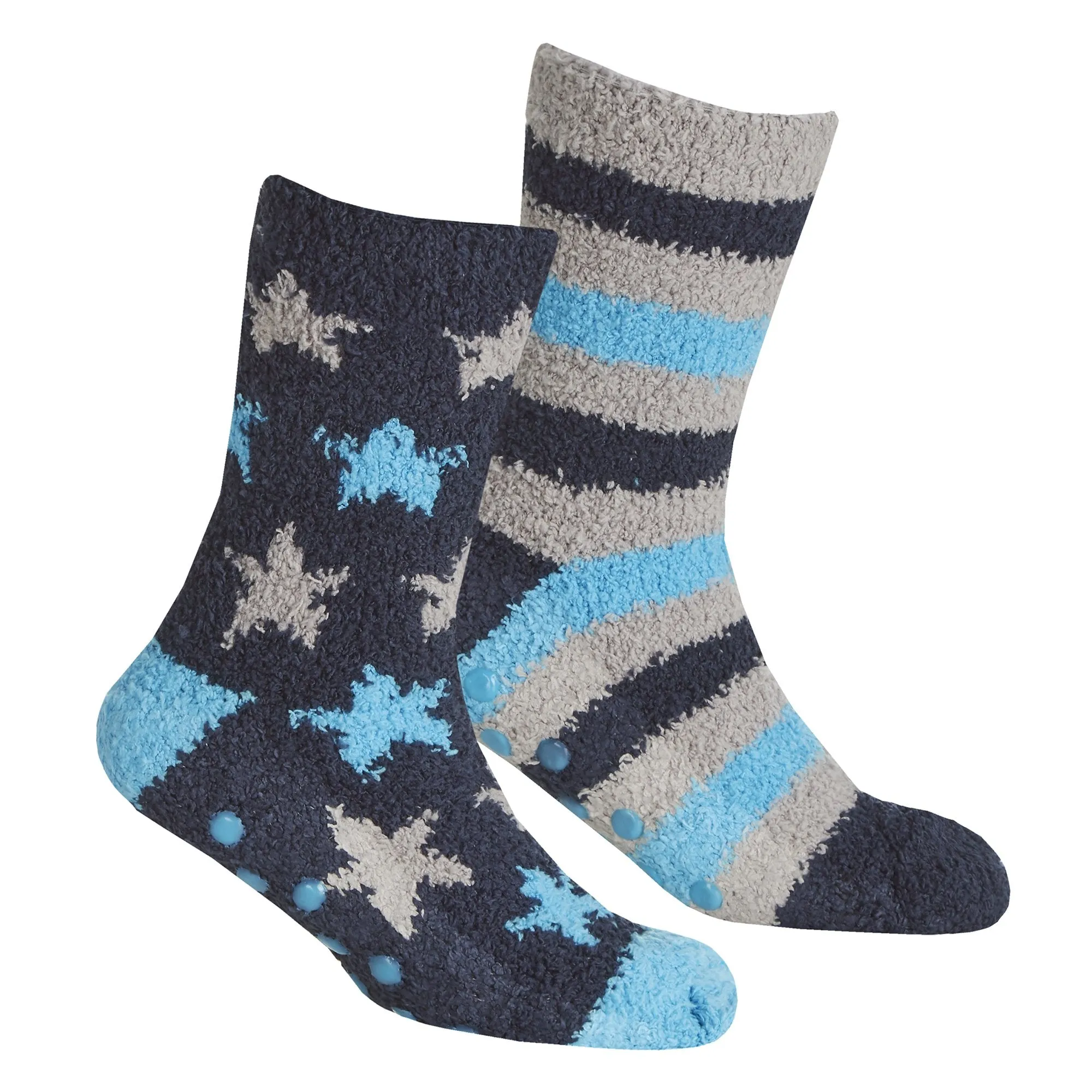 BOYS 2 PACK COSY SOCKS WITH GRIPPERS - 42B666