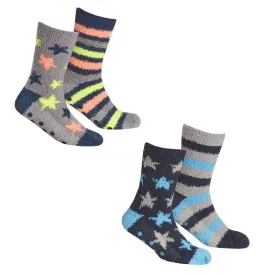 BOYS 2 PACK COSY SOCKS WITH GRIPPERS - 42B666