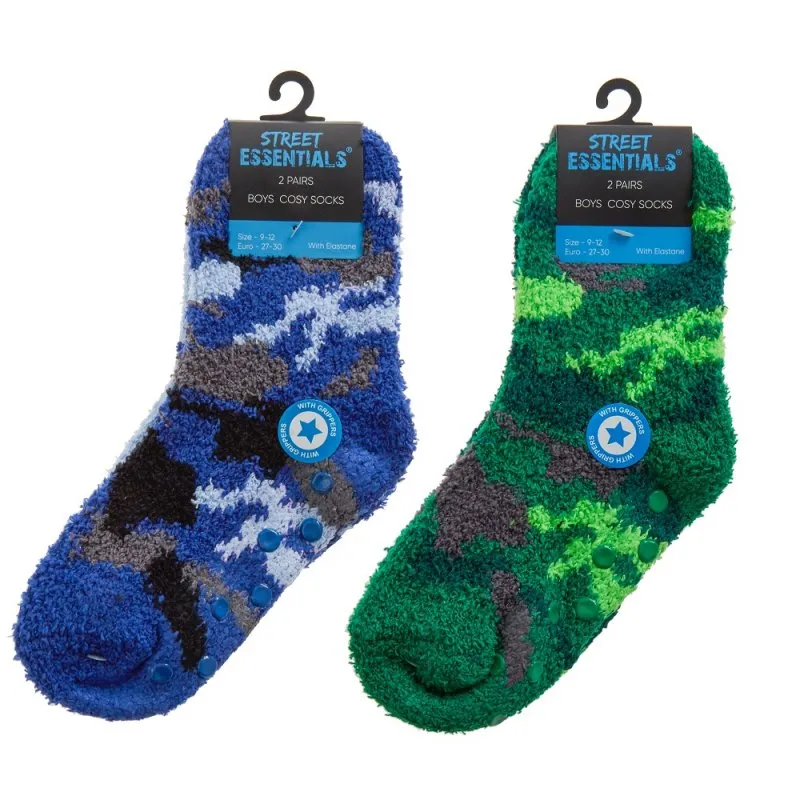 BOYS 2 PACK COSY SOCKS WITH GRIPPERS - 42B780