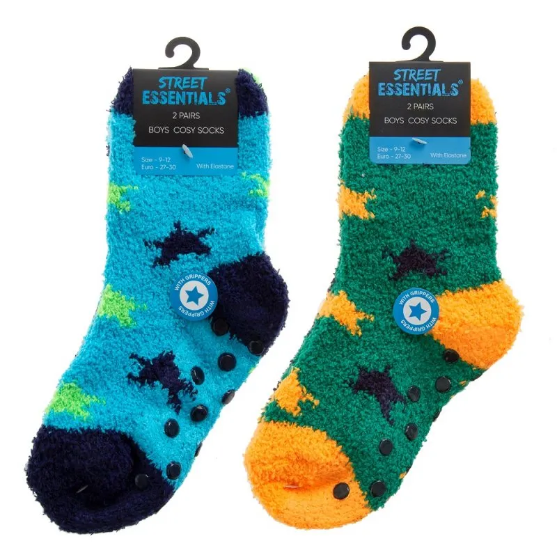 BOYS 2 PACK COSY SOCKS WITH GRIPPERS - 42B781