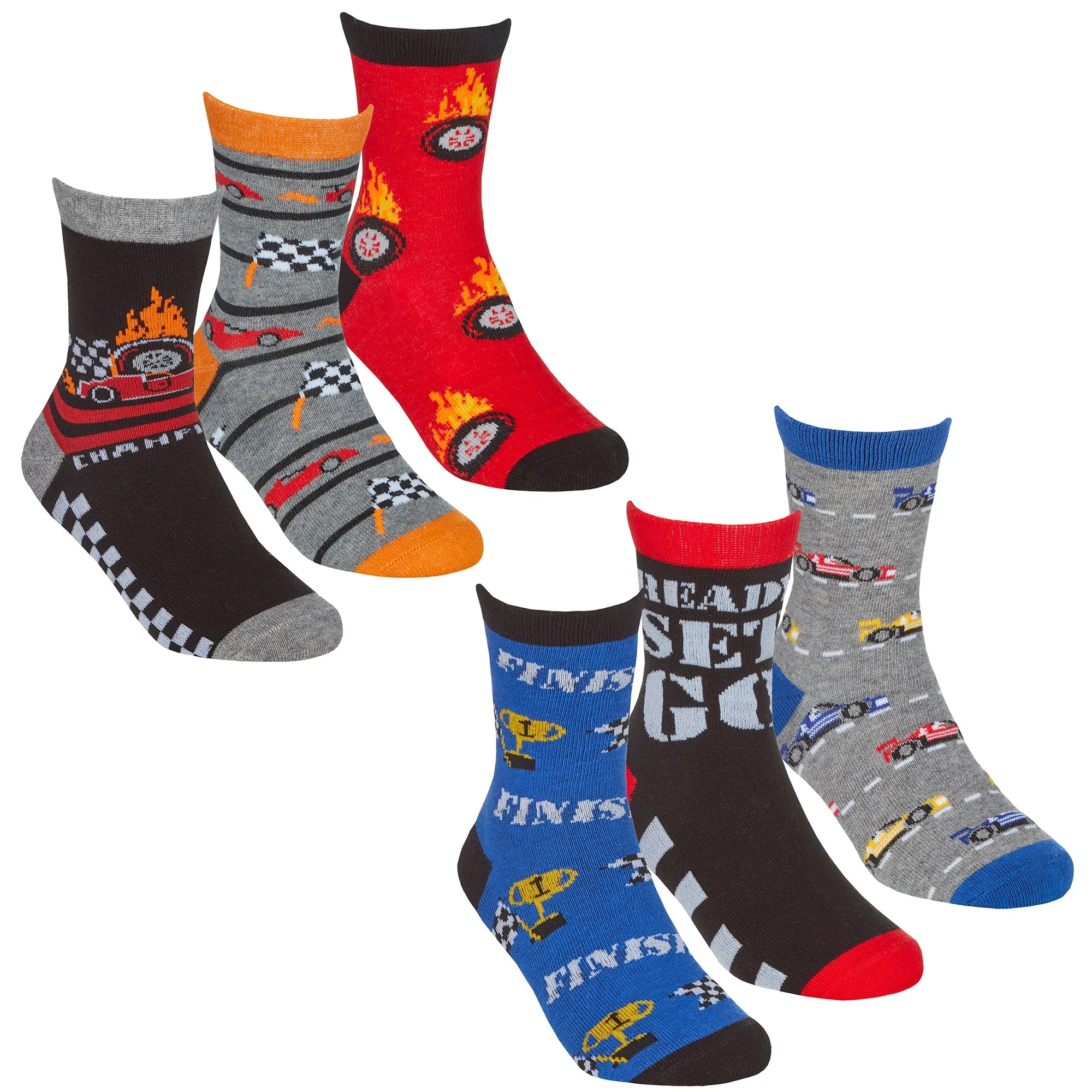 BOYS 3 PACK COTTON RICH DESIGN ANKLE SOCKS - Cars (ASSORTED) (PK12) 42B757