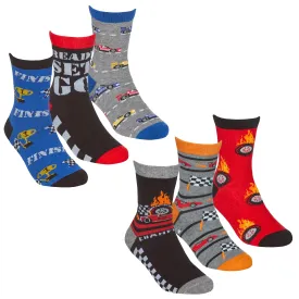 BOYS 3 PACK COTTON RICH DESIGN ANKLE SOCKS - Cars (ASSORTED) (PK12) 42B757