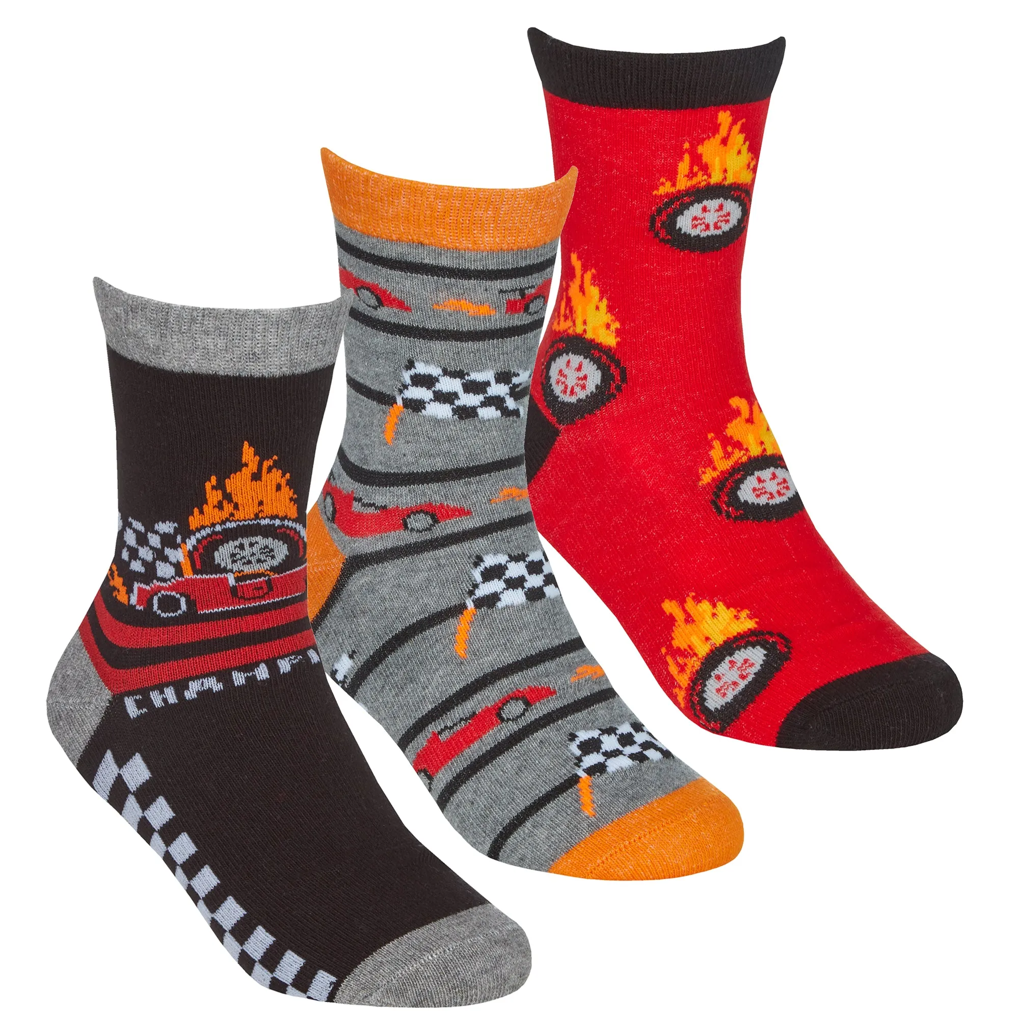 BOYS 3 PACK COTTON RICH DESIGN ANKLE SOCKS - Cars (ASSORTED) (PK12) 42B757