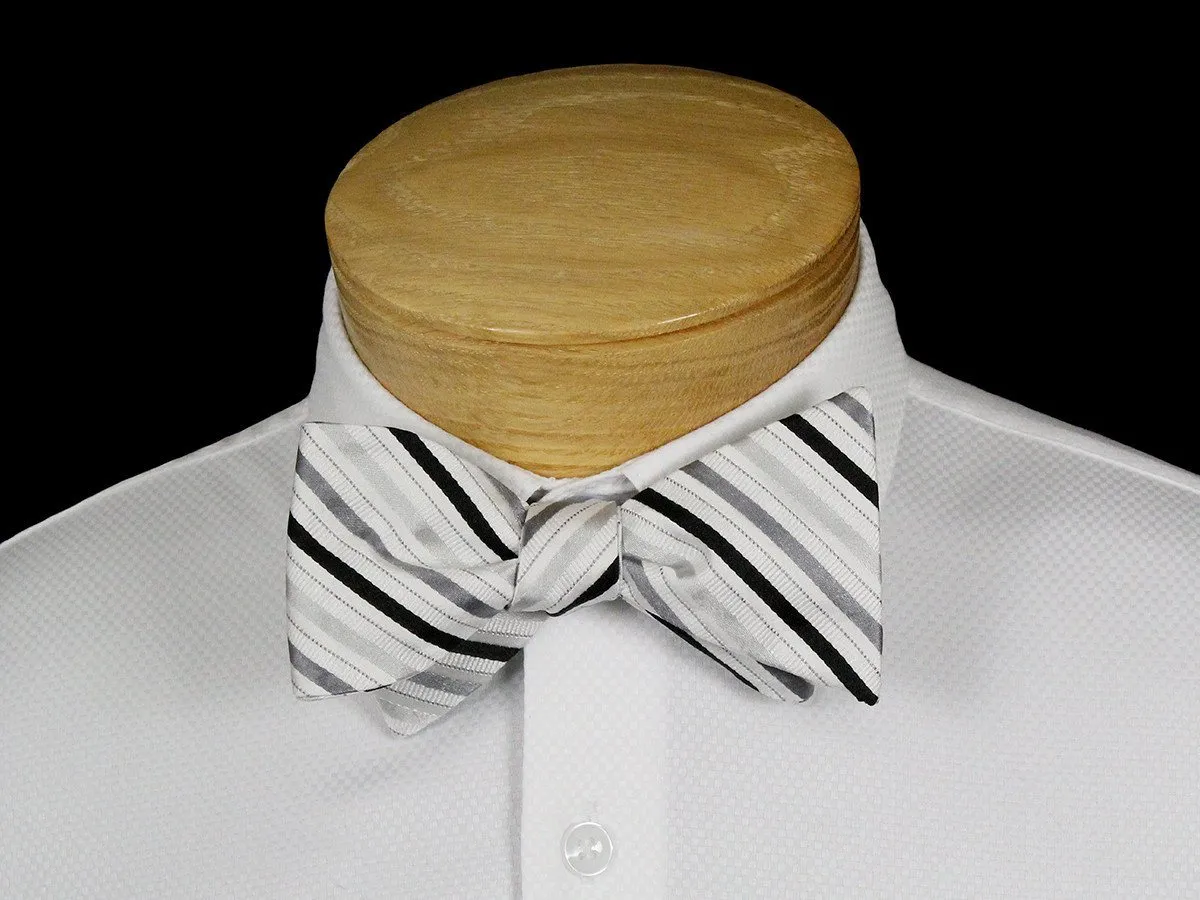 Boy's Bow Tie 22535 Silver/Black Stripe