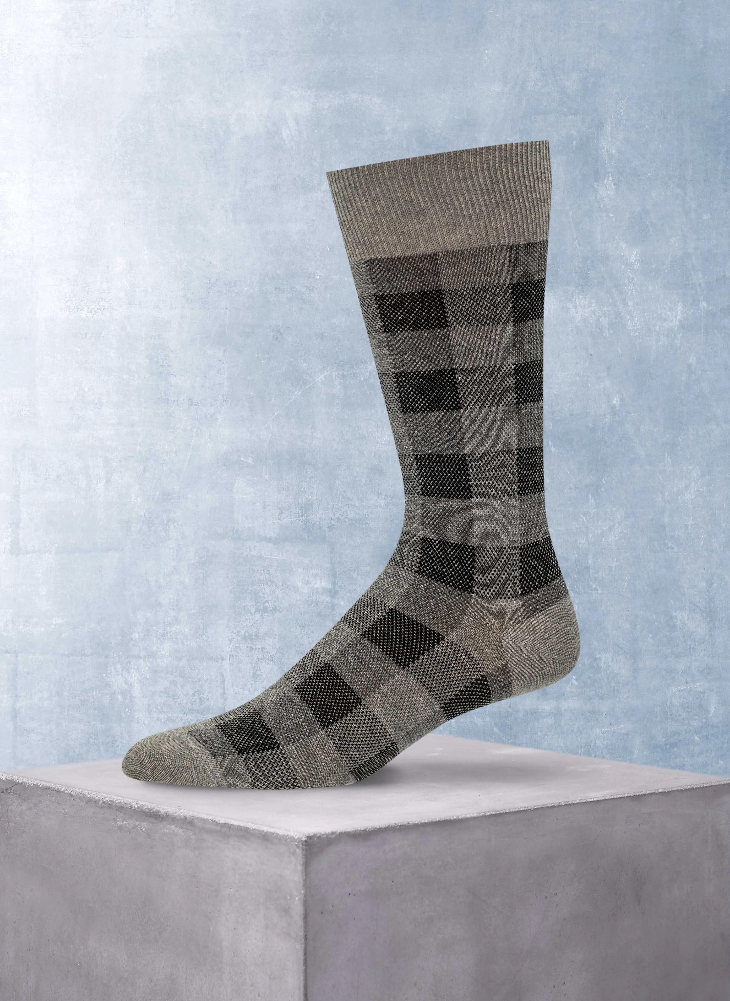 Buffalo Check Cotton Sock in Grey