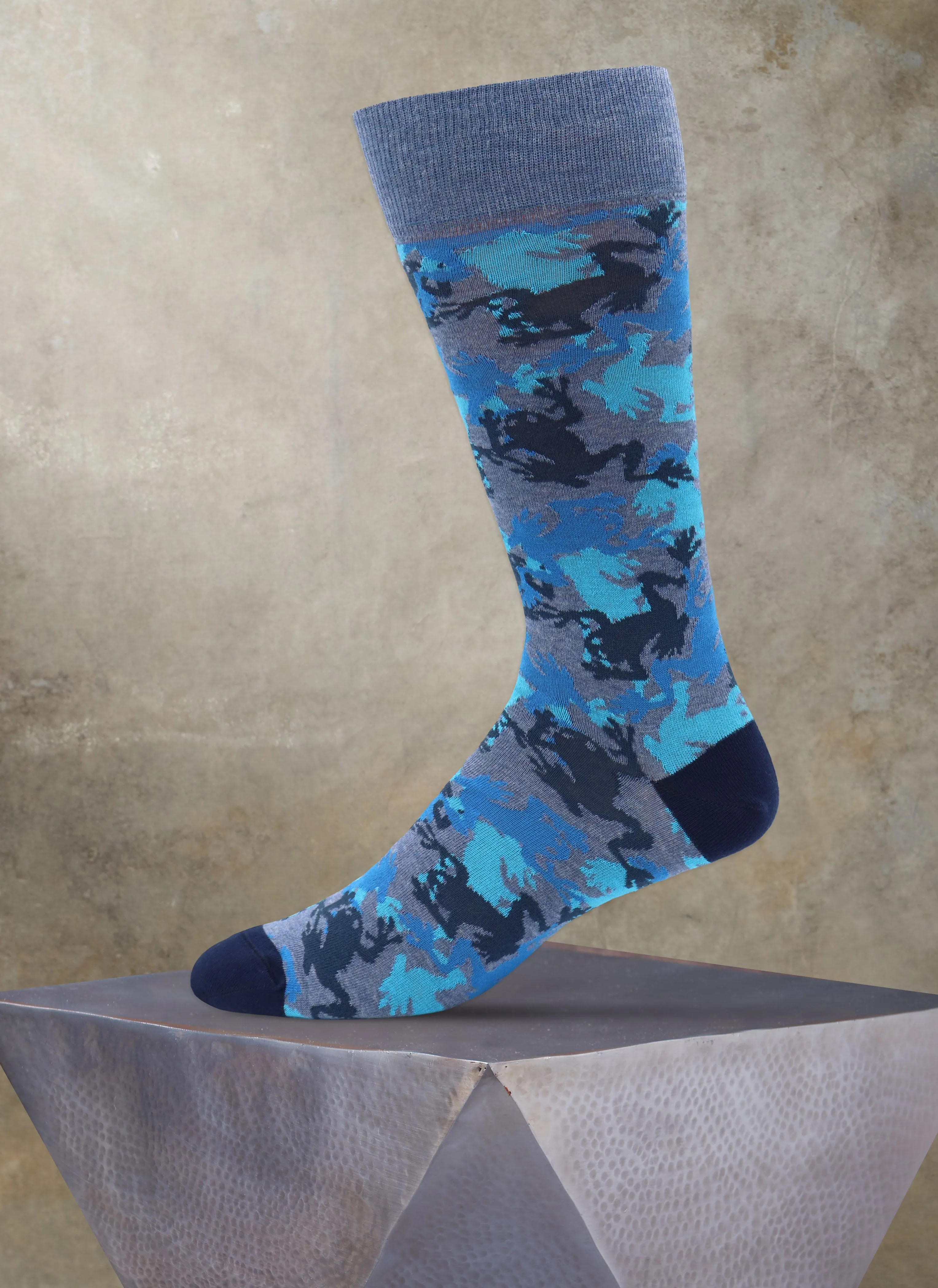 Camo Frog Sock in Denim