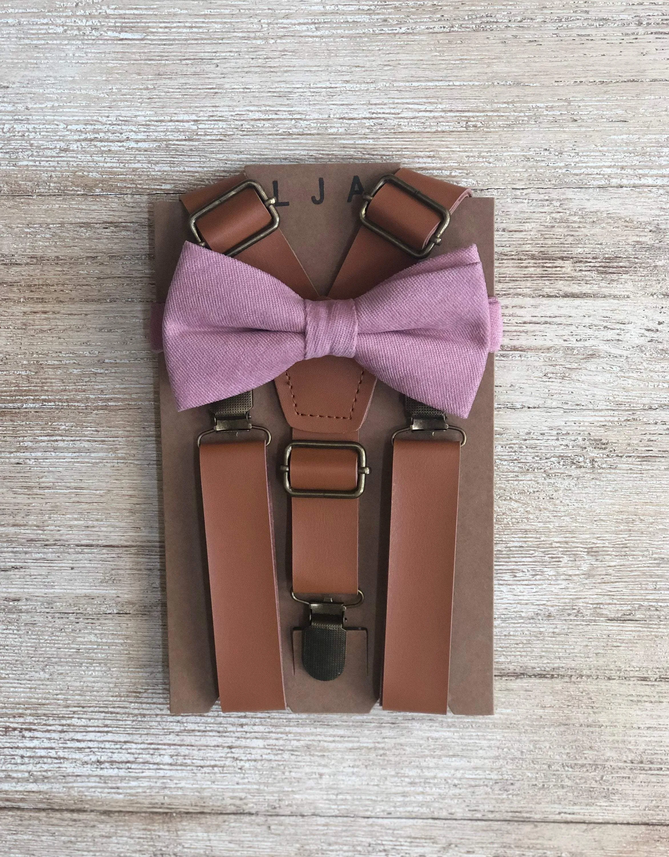 Caramel Suspenders with Quartz Bow Tie