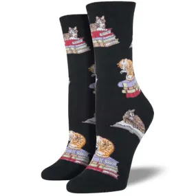 Cats On Books Women's Crew Socks