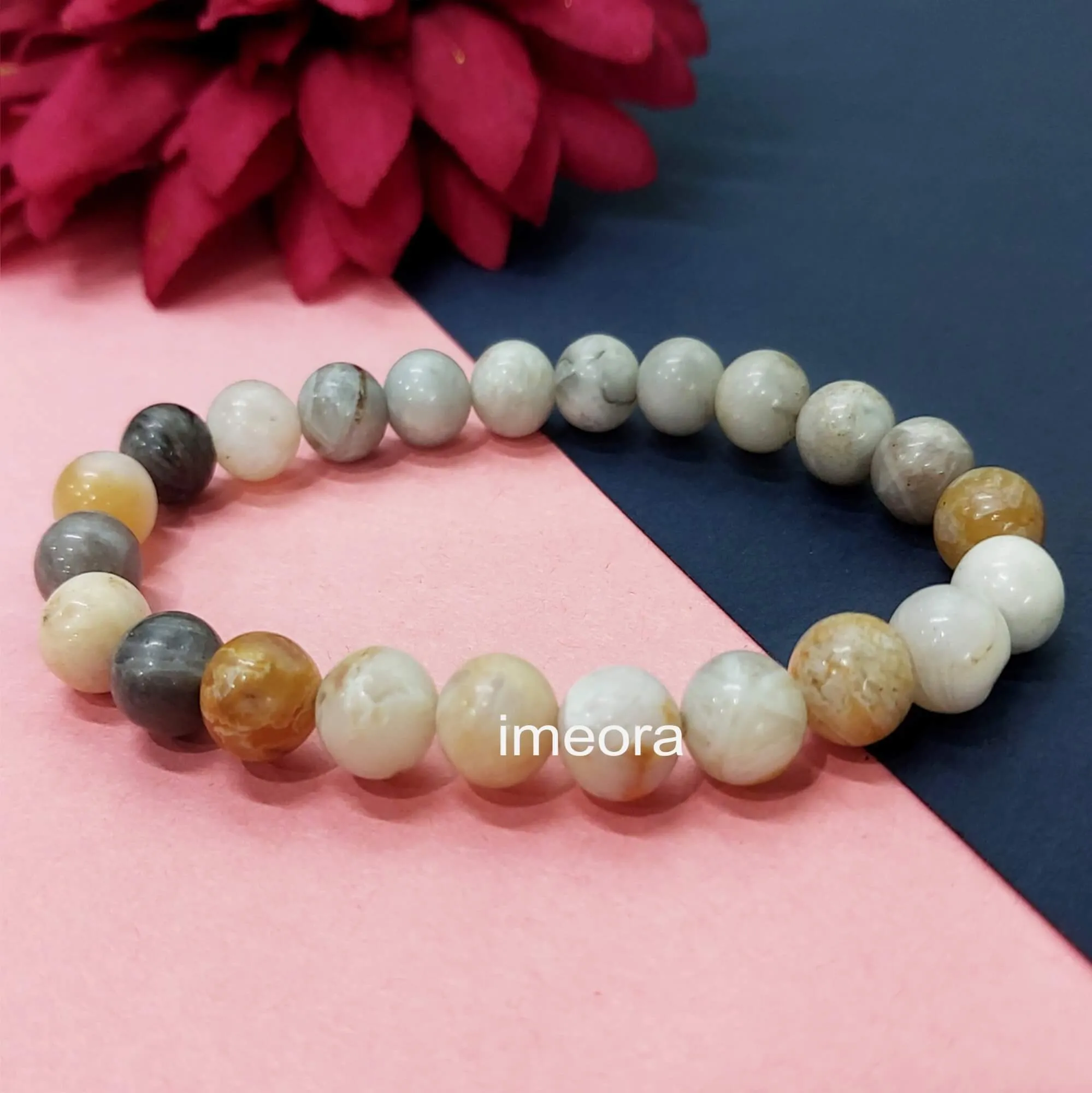 Certified Bamboo Leaf 8mm Natural Stone Bracelet