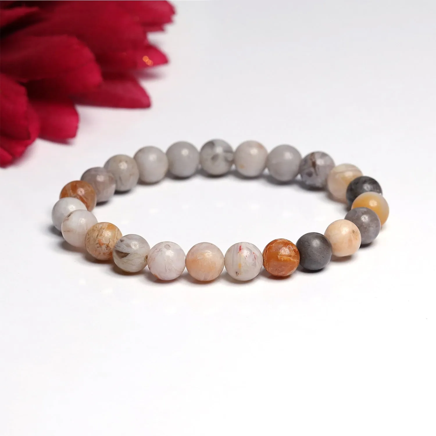 Certified Bamboo Leaf 8mm Natural Stone Bracelet