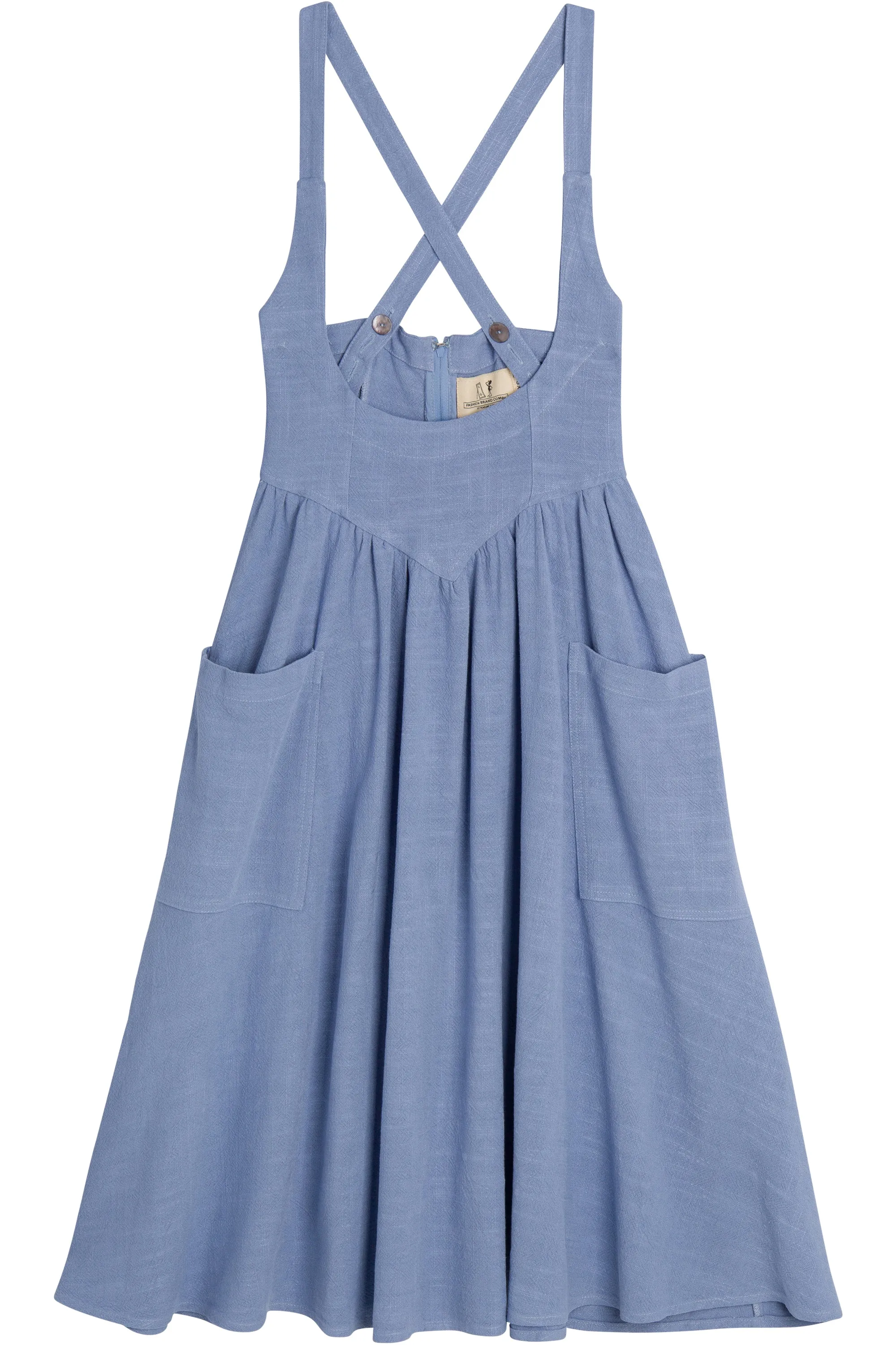 Cindy Linen Pinafore Light Blue