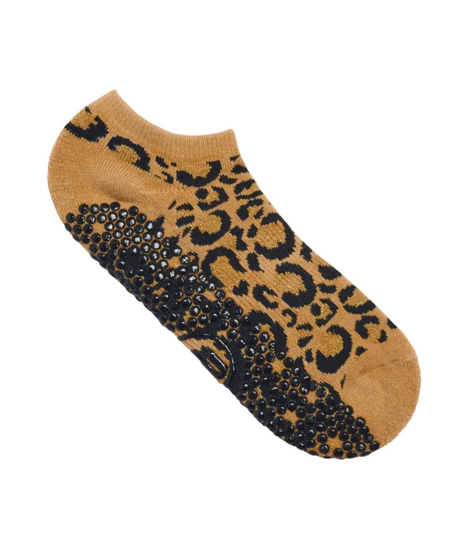 Classic Low Rise Grip Socks - Gold Sparkle Cheetah (Barre / Pilates)