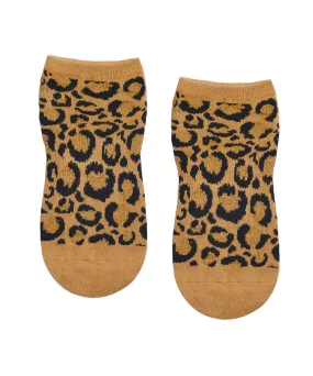 Classic Low Rise Grip Socks - Gold Sparkle Cheetah (Barre / Pilates)