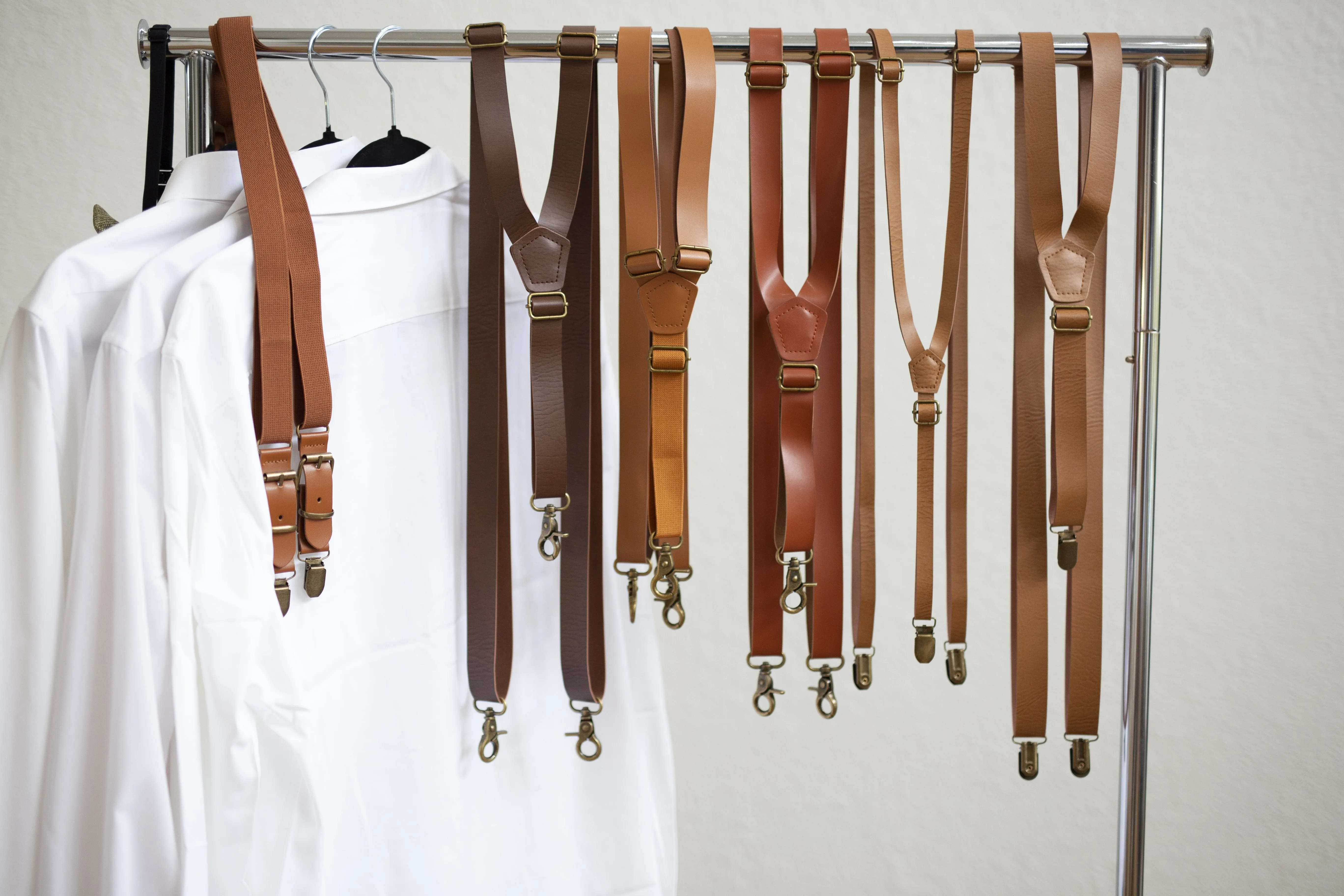 Coffee Brown Suspenders with Wine Burlap Bow Tie