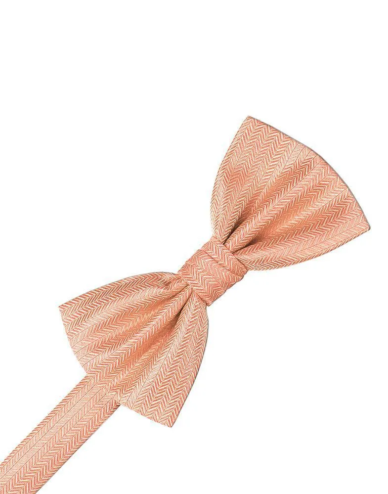 Coral Herringbone Bow Tie