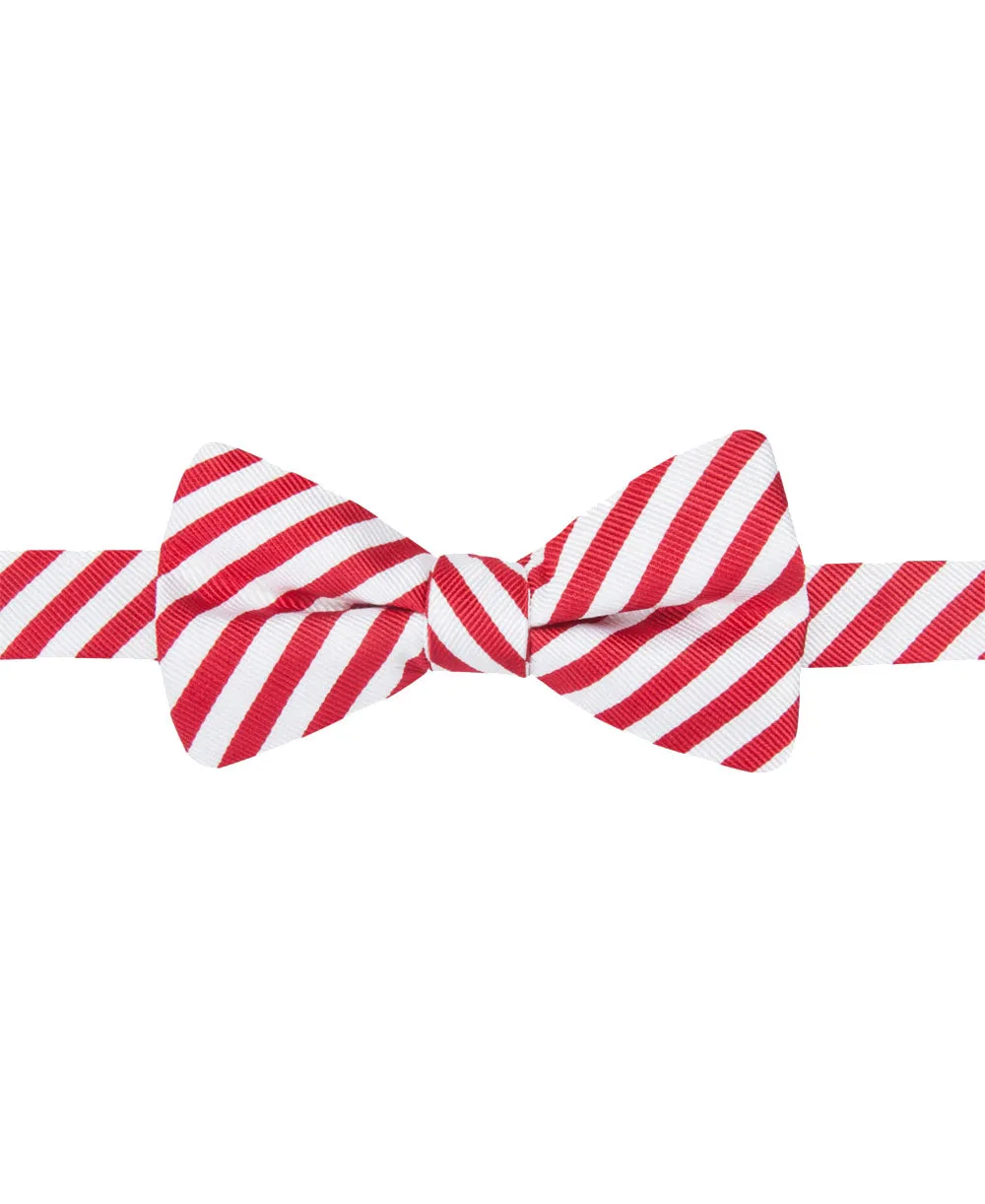 Countess Mara Men's Adjustable Red & White Stripe Bow Tie, One Size