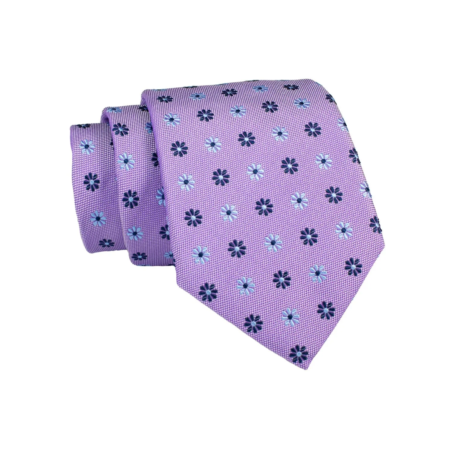 Coventry Foulard Silk Tie, Lilac / Navy / Light Blue