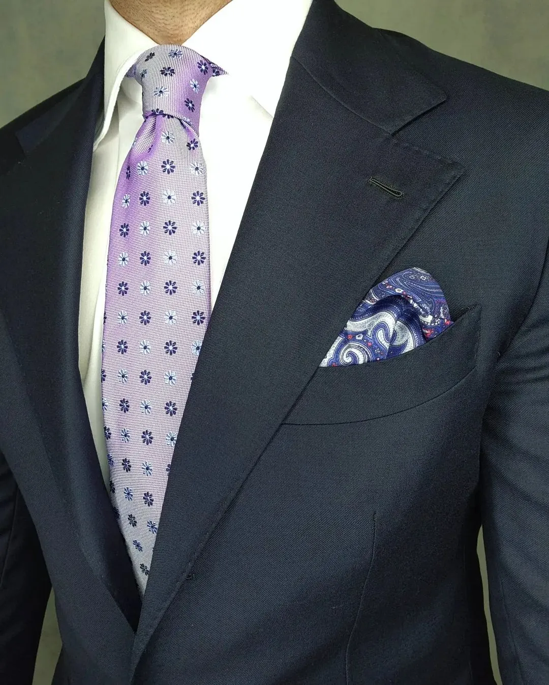 Coventry Foulard Silk Tie, Lilac / Navy / Light Blue