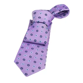 Coventry Foulard Silk Tie, Lilac / Navy / Light Blue